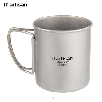 Tiartisan 300ml Titan Cupa în aer liber Camping Drinkware Ultraușoare care pleacă Mâner Pliabil Cana de Cafea