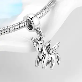 2021 Mitic NOROC Unicorn Argint 925 Smalt Colorat Margele se Potrivesc Original Europene Farmecul Margele Brățară Bijuterii
