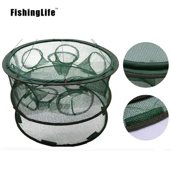FishingLife Două Straturi 5 6 7 8 Găuri Plasă De Pescuit Pliat Portable Hexagon Pește Rețea De Turnare Plase De Raci, Creveți Catcher Rezervor