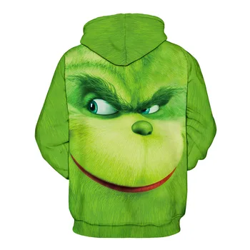 Barbati hanorac verde Imprimate casual hoodie de Iarnă Capota monstru verde hoodie2020