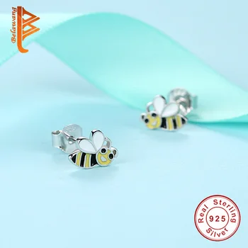 BELAWANG Autentic Argint 925 Drăguț Email de Insecte Miere de Albine Cercei Stud pentru Femei Moda Bijuterii Cadou Bijoux