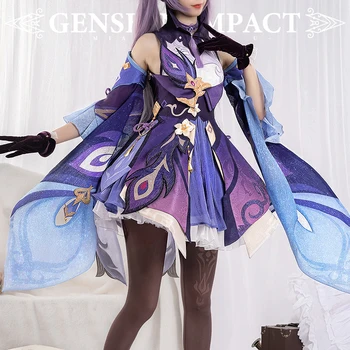 Joc Genshin Impact Keqing Cosplay Costum Femei Violet Rochie Eleganta Minunat Uniforme Halloween Costume De Carnaval Personalizate