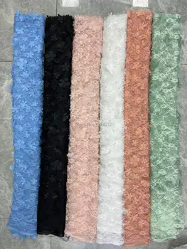 De înaltă calitate, franceză tul dantela Rafinat 3D aplicatiile de broderie cu margele Africane din dantela tesatura de Moda rochie de design material