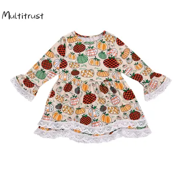 2020 Brand Nou Pentru Copii Fete De Moda Costum De Halloween Toamna Infant Toddler Princess Rochii Guler Rotund Cu Maneca Lunga Rochie Casual