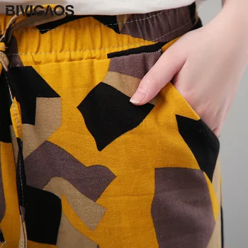 BIVIGAOS 2020 Nouă Femei din Bumbac Subțire Pantaloni Casual Imprimate Vrac Pantaloni Harem Cordon Mijlocul Talie Pantaloni de Trening Femei