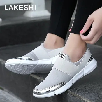 LAKESHI Femei Mocasini Femei Ușoare Pantofi ochiurilor de Plasă Respirabil Adidasi Femei Pantofi Casual Gri Moale de sex Feminin Pantofi 35-42