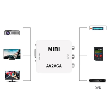 Noua Moda Mini HD AV2VGA Video Converter AV RCA CVBS to VGA Converter Video Converter Cu Audio Converter 3.5 mm, La PC HDTV