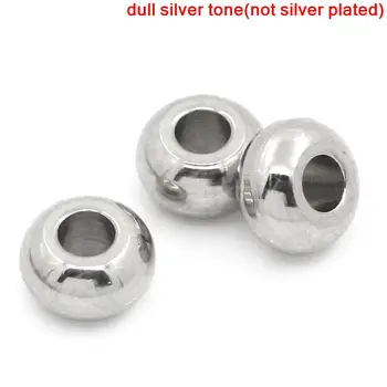 8Seasons 304 din Oțel Inoxidabil Distanțier Margele Rotunde Plate de Culoare Argintie Bijuterii DIY Despre 5mm( 2/8
