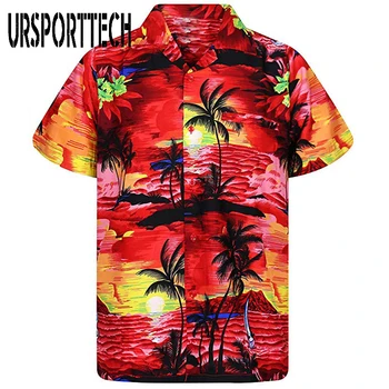 Cămașă Bărbați Summer Casual Slim Fit Maneca Scurta Camasa Hawaii Iute Uscat Tipărite De Plajă, Tricouri De Sex Masculin De Sus Bluza Camasa Hawaiiana De Oameni 2020
