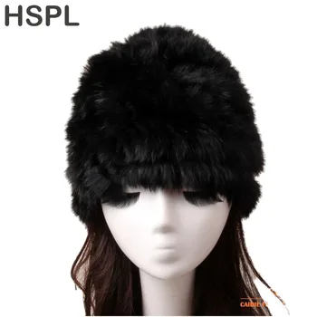 HSPL Caciula de Blana pentru Femei Pălărie Naturale Tricotate Reale de Iepure Blană Pălării de Iarnă Pentru Femei de Moda Capac Cald Căciuli Doamna articole pentru acoperirea capului Osos
