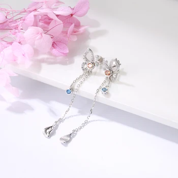 Xiaojing Argint 925 Clar Cz de Zbor de Fluture Stud Cercei pentru Femeile de Mireasa Moda Bijuterii Cadou Transport Gratuit 2020
