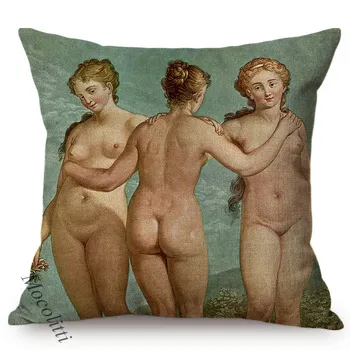 Roman Antic Sexy Femeie Fermecătoare Model Decorativ Canapea Perne Acoperi Epocă Pictură În Ulei Art Decor Acasă Pernele De Acoperire