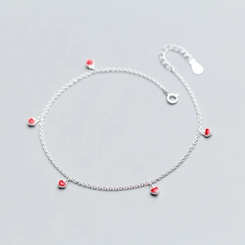 Trustdavis 925 din Argint Moda Bijuterii pentru Femei 5 De Inima Rosie Dulce Brățări Pentru Femei din Argint DS600