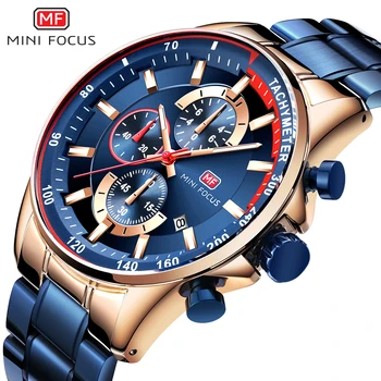 MINI FOCUS Brand de Lux Ceasuri Barbati din Oțel Inoxidabil Moda Ceas de mână pentru Bărbați Cuarț Mens Impermeabil Relogio Masculino Albastru
