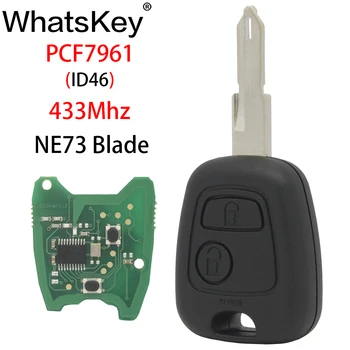 WhatsKey 2 Butoane Cheie de la Distanță Masina se potrivesc Pentru Peugeot 206 Partener 433Mhz ID46 PCF7961Transponder cip de Control de la Distanță Cheie NE73 lama