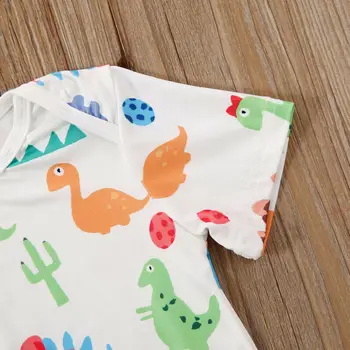 Emmababy Pentru Sugari Baby Boy Fete Din Bumbac Dinozaur Print Romper Salopeta Haine Pantaloni Lungi Tinutele Set