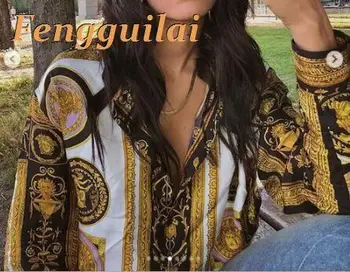 2020 Primavara Toamna Femei De Moda Elegant Boho Gât Adânc V Ademenitoare Tricou Ochi-Prinderea Print Sarpe Arunca Bluza Cu Maneci Lungi