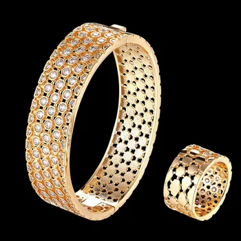 Zlxgirl de lux Gol high-tech de producție zircon brățară inel de bijuterii seturi de femei de anul nou brățară de Aur petrecerea de aniversare cadouri