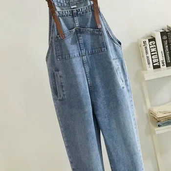 Femei Talie Mare Prieten Salopeta din Denim pentru Femei 2019 Nouă Primăvară Pierde Bumbac Albastru Lungime de Glezna Jeans Plus Size