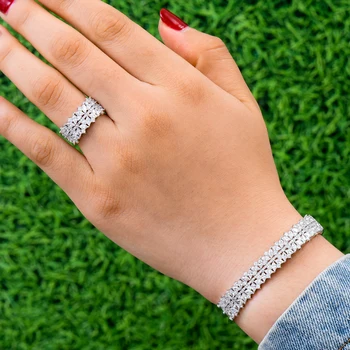 GODKI de Lux la Modă Arabia Saudită Brățară Inel Set de Bijuterii Pentru Femei Nuntă Cubic Zircon Cristal CZ aretes de mujer modernos 2019