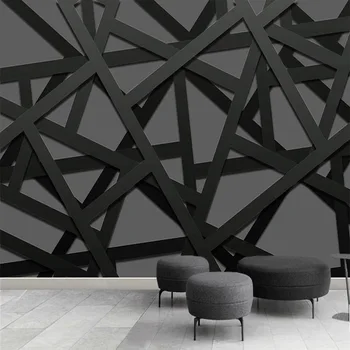 Personalizate Orice Dimensiune Murală Tapet 3D Stereo Negru Rece Geometrie Fresca KTV Auto-Adeziv rezistent la apa Artă Creativă Autocolante de Perete
