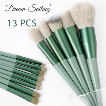 13 buc Verde Set de Perii Machiaj Pentru Fundație Pulbere Fard de obraz fard Corector de Buze de Ochi Make-Up Perie Cosmetice Instrumente de Frumusete