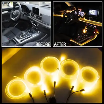 Masina RGB Lămpi cu LED-uri 12V EL Sârmă Neon Flexibil Strip Atmosfera Lămpi de Control APP Auto Interior Lumina Benzi Styling Auto Decorative