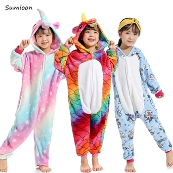Kigurumi Unicorn Onesie Pijamale Animale pentru Copii Fete Baieti Pijamale Desene animate pentru Copii Licorne Cat Pijama Costum Salopete de Iarna