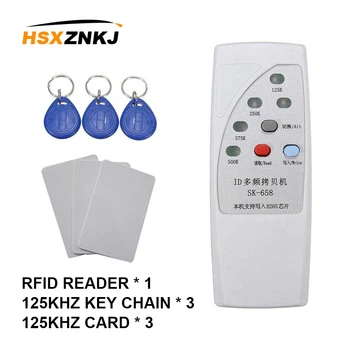 RFID control acces, cititor de carduri portabil ID duplicator poate copia 125khzID cititor 3ID card + 3ID breloc costum