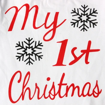 3Pcs Nou-născuți Sugari Copii Fete Baieti Haine cu Maneca Lunga Alb Primul Meu Crăciun Bodysuit Topuri+Pantaloni Roșii+Capac Copilul Tinuta Set