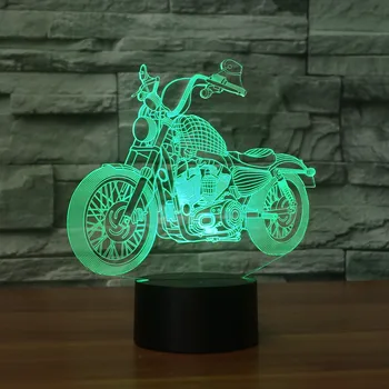 Transport gratuit cu Motor 3D Led Lumina Noutate 3D Lampa de Masa 3D Motocross Bicicleta formă Noapte Lumini LED-uri USB 7 Culori Schimbare de iluminat