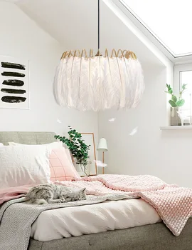 Moderna Pene Candelabru Cald Romantic Nordic Iluminat Camera de zi Dormitor Creative Ins Roșu Net Fata de Pană de Iluminare gratuit nava