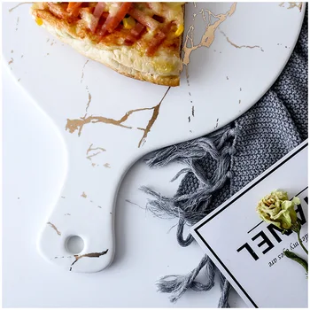 Alb Negru, Aur, Vase Ceramice Și Placa Pizza Desert Friptura Tacamuri Decorative Tava de Alimentare Cină Set PorcelaiCoffee cupa