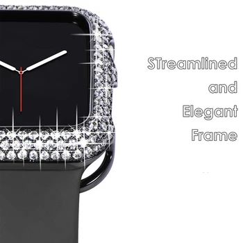 44mm Bling Caz pentru Apple Watch SE 6 5 4 3 Rama Capac de 40 mm 38mm Bijuterii din Metal de Protecție Diamant Bara Femei Fată Accesorii