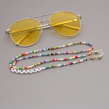 Personaliza Scrisoarea de Șirag de mărgele Colorate Link-ul de ochelari de Soare Lanțuri Colier de Ochelari de Citit Cablul de Titular Curea Frânghie pentru Ochelari Masca de Fata Trupa