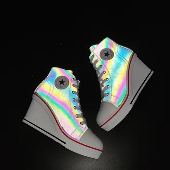 Femei Designer De Pantofi Casual Adidași Luminoase Reflectorizante Colorate Strălucire Noapte Femei Vulcanizat Pantofi Platforma Adidasi Femei