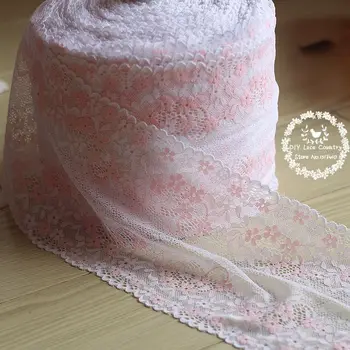 16.5 cm lățime 2 yds Alb/ roz Decor de Păr Largă Întindere Elastic Asieta Dantelă rochie de mireasa fusta dantelă asieta
