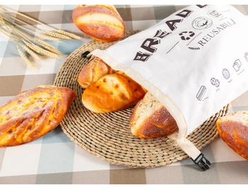 Bucătărie Organizarea Bumbac Organic Pâine Sac Reutilizabil Lenjerie De Depozitare A Alimentelor Pungă De Pâine Pentru Pâine Și Bagheta De Panificație Consumabile