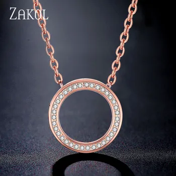 ZAKOL Fierbinte de Vânzare a Crescut de Culoare de Aur Cerc Zirconiu Cristal Moda Cercei Set Colier Pentru Femei Elegante Bijuterii de Nunta FSSP3016
