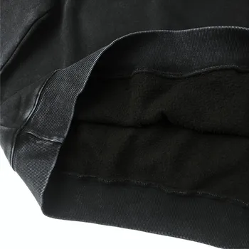 Kanye West Black Distressed Tricou Supradimensionat Fleece Raglan Pulover Maneca Zip Bărbați Hip Hop Streetwear