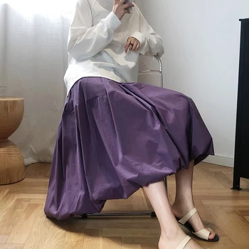 [MEM] de Mare Talie Elastic Violet alb Plisat Temperament Jumătate de corp Fusta de Moda pentru Femei Valul Nou de Primăvară de Toamnă 2021 1X289