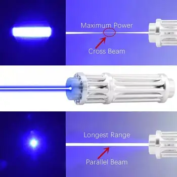Mare Albastru Puternic Laser Lanterna 450nm 10000m Focusable Laser Pointer pix Focus Reglabil Ardere Lazer lanterna