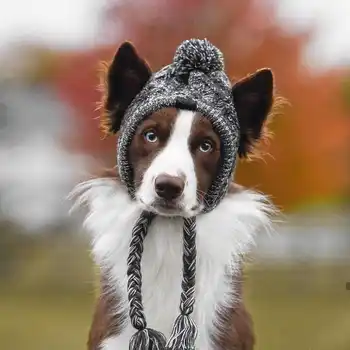Crăciun Caine Mic Pălărie de Iarnă Vânt Cald Pufos Tricotate Bulldog francez Câine Pălărie Amuzant Costume Mare pentru Câini de talie Mică, articole de acoperit capul