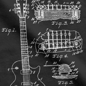 Casual Tricou 3XL Brevet Acustice Chitara Electrica Structura de Muzică Barbati O-Gat Maneci Scurte T-Shirt 2017 Tineret Art Singular Tees