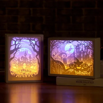 LED-uri de Hârtie sculptură lampa de Creație personalizate Desktop lampă de Carte 3D de cuplu romantic rama foto Lumina de Noapte patul de lumină lampă de masă