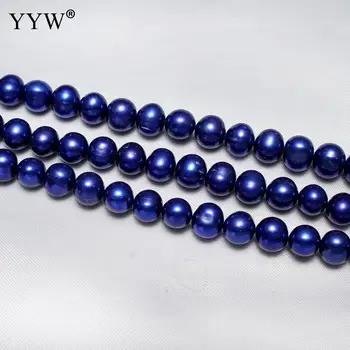 9-10mm Albastru Inchis Pierde Perle Bărbați Bijuterii de Moda Accessroies Cultivat Cartofi de apă Dulce Pearl Margele Pe Cca 15 Inch Strand
