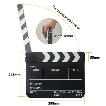 De dimensiuni mari Clapperboard Clapper Board Acrilic Uscat Șterge Directorul TV Film Film de Acțiune Ardezie Bate Manual Taie Prop Magneți