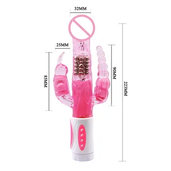 Rabbit Vibrator Iepuras Triple Plăcere punctul G, Clitorisul Stimulator Anal Plug Rotație Jucarii Sexuale pentru Femei Anal Dildo Vibrator