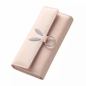 Noi feminin PU iepure portofel cu trei falduri și un portofel lung cu capacitate mare de femei telefonul mobil geanta lady gratuit de shippin