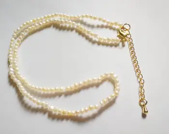 2mm de culoare alb strălucitor real Pearl colier lanț 7cm aur incuietoare naturale de apă Dulce PEARL Bijuterii Femei 35cm 43cm 15